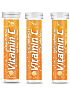 اشتري Vitamin C 1000mg Orange Flavor 20 Tablets Pack Of 3 في الامارات