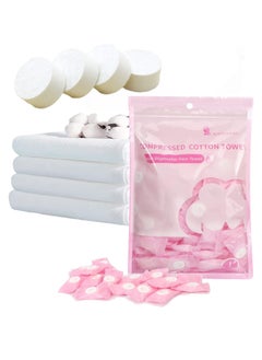 اشتري 5-Piece  Compressed Disposable Mini Tablets Cotton Portable Fack Towel And Bath Towels Set في الامارات