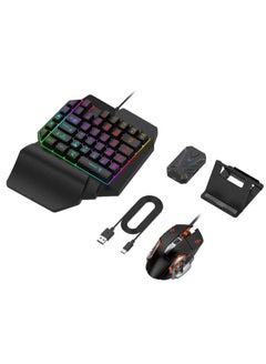 Buy 4 In 1 One Hand Gaming Keyboard And Mouse Backlight Wireless Bluetooths Game Converter For Android IOS Mobile Phone in UAE