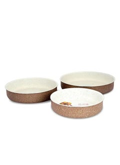 Buy Rocky Brown Granite Trays Set 3 Pieces 26+30+34cm in UAE