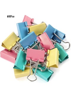 Buy 60 Pieces Combination Office Supplies, Binder Clips, Color Office Clips Set, Color Clips,Used for Office and School Supplies, 15mm in UAE