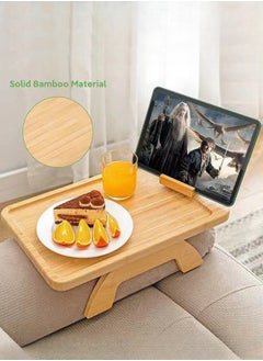 Buy Wooden Lazy Sofa Tray Rotating With Mobile Phone Tablet Holder Dinner Plate Breakfast Plate Snack Foldable Tray in Saudi Arabia