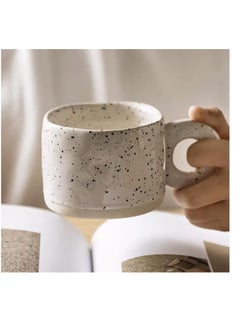 Buy Hand Painted Ceramic Coffee Mug With Ring Handle (White, 300ml) in UAE