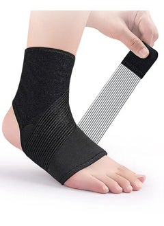 Buy Ankle Foot Support Wrap for Sprained Weak Ankles Ligament Damage Stabilization Achilles Tendonitis Plantar Fasciitis Heel Pain Relief Adjustable Brace Sleeve With Strap for Women Men in UAE