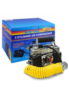 Buy 628 4x4 Double Cylinder Tyre Inflator Portable Air Compressor Extension Coil air Hose with Pressure Gauge in UAE