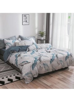 اشتري Queen Size 6 Piece Ultra Soft Microfiber Abstract Design Bedding Set Includes 1x Duvet Cover, 180x230cm 1x Flat Bedsheet 160x200+30cm, 4x Pillow Cover 50x75cm Multicolor في الامارات