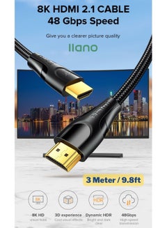 اشتري HDMI 2.1 Cable 8K/60Hz 4K/120Hz 2K144Hz Ultra High-Speed 48Gbps Cable 3D HDR Cable For PC Laptop HDTV PS5 PS4 Splitter Switch Audio Video - 3M في الامارات