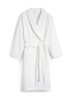 اشتري Unisex Hooded Terry Cotton Bathrobe White Long Sleeve في الامارات