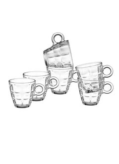 Buy 6 Piece Clear Glass Espresso Coffee Cup Set in Saudi Arabia