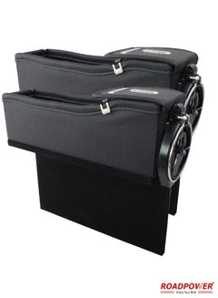 اشتري Car Seat Gap Organiser Storage Box Front Seat Console Car Organizer Side Pocket with Cup Holder 2Pcs Black في الامارات