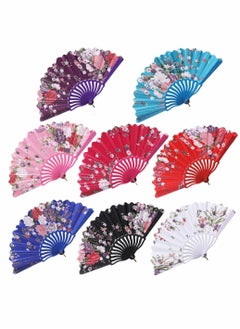 Buy Folding Fans Chinese Fan KASTWAVE Spanish Floral Folding Hand Fan Vintage Handheld Lace Folding Fan with Different Patterns Fabric Folding Fan for Wedding Dancing Party 8 Pack in UAE