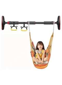 Buy Doorway Pull Up Bar with Indoor Swing Trapeze Bar and Cartoon Gymnastic Rings for Kids Adults,39in-59in with Yellow Swing in UAE