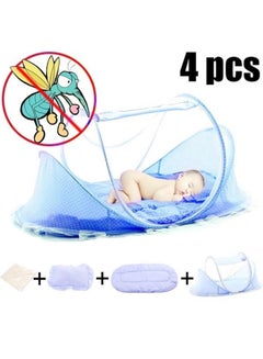 Buy 4 Pieces Set Foldable Baby Mosquito Net With 1 Pack Music And 1 Cotton Sleeping Pillow And Head Pillow in Egypt
