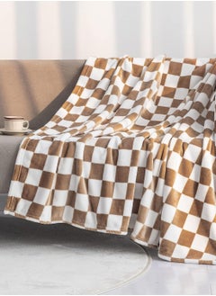 Buy Throw Blankets Flannel Blanket with Checkerboard Grid Pattern Soft Throw Blanket for Couch, Bed, Sofa Luxurious Warm and Cozy for All Seasons (Khaki,51x60 inch) in Saudi Arabia