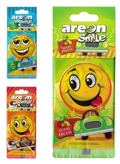Buy Smile 3 Pcs Hanging Paper Card Air Freshener, Tutti Frutti, Fresh Air, Coconut in UAE