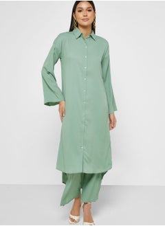 Buy Longline Button Down Shirt & Pant Set in Saudi Arabia