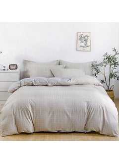 Buy 6-Piece Double Size Duvet Cover Set|1 Duvet Cover + 1 Flat Sheet + 4 Pillow Cases|Microfibre|CLOUD in UAE