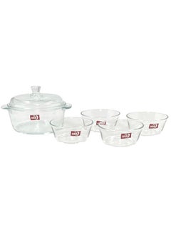 Buy Glass bowls set with lid 5 pieces in Saudi Arabia