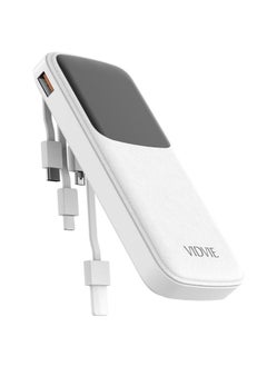 Buy Power Bank Vidvie PB758 4 in 1 (Usb,Type-c,Micro,PD) Fast Charger 10,000 mAh 10W - 4 Built-in Cables (White) in Egypt