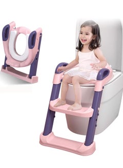 Buy Arabest Potty Training Seat, Toddler Toilet Seat with Adjustable Step Stool Ladder, 2 in 1 Foldable Toilet Training Seat for Kids, Splash Guard & Anti-Slip Pad Safe Handles for Boys Girls (Pink) in Saudi Arabia