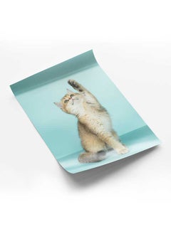 Buy Poster Painting Art With Four Separate Pieces Of Double-Sided Stickers Cute Cat In Blue Bg For Home Bedroom Living Room And Office Decor in Saudi Arabia