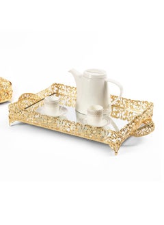 Buy Roza Large Rectangular Tray, Gold - 49X29 Cm in UAE