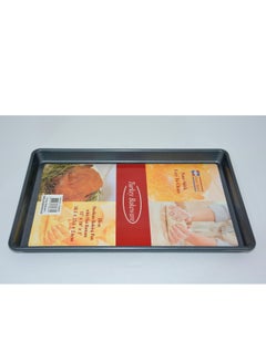 Buy Non-stick Medium Baking Pan, Flat Bottom, 38.1cm x 25.3cm x 2.6cm, Black in UAE
