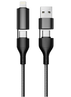 اشتري 4-in-1 Fast Charging Cable – USB to Lightning, USB to Type-C, Type-C to Lightning 20W, Type-C to Type-C 60W, Nylon Braided for iPhone, Samsung, Huawei & Tablets في الامارات