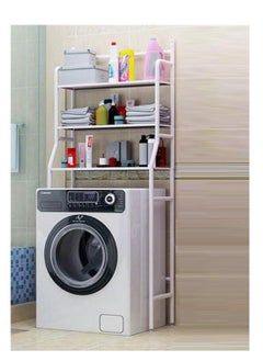 اشتري 3 Layer Shelf Bathroom Space Saver Over The Washing Machine Rack Storage Accessories And Tower Shelf Organizer White Colour (drum washing machine rack) في الامارات