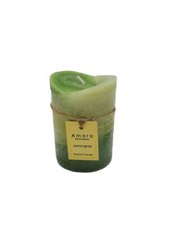 Buy AW23 Amara Scented Pillar Candle Lemongrass Aromatherapy Wax Candles For Living Room Bed Room Kitchen Bathroom Home Decoration Gift L 7 x W 10 cm Green in UAE