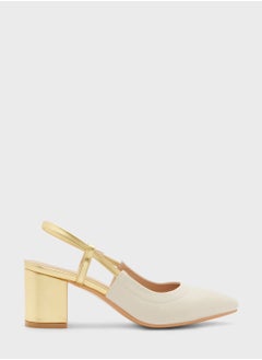 Buy Colourblock Block Heel Slingback Pointed Pump in UAE