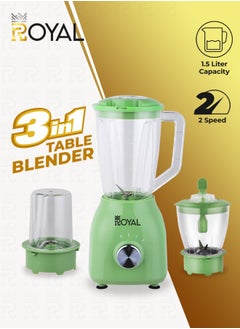 Buy 3 in 1 Countertop Electric Blender 1.5 Liter 400 Watt 2 Speed Level with Pulse Function RA-BG157 in Saudi Arabia