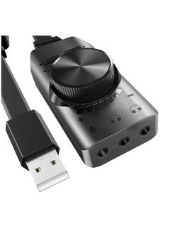 اشتري USB Sound Card Adapter External Sound Card USB to Audio Adapter with Volume Control 3.5mm External Audio Converter for Windows and Mac Plug & Play No Drivers Needed في الامارات