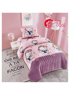 Buy Comforter set for children's bed, consisting of 3 pieces, microfiber, single size, 160 x 220 cm, multicolor in Saudi Arabia