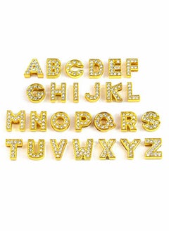 اشتري Crystal Rhinestone Slide Charms Alloy Alphabet A Z Alphabet Letters for DIY Wristbands Bracelets Choker Jewelry Making Charms Supplies Gift for Women Gold 26 Pack 8mm Full Rhinestone في السعودية