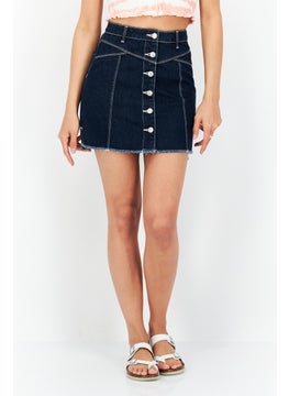 اشتري Women Textured Mini Denim Skirt, Navy في الامارات