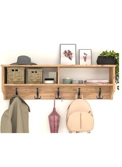 Buy Wall Mounted Clothes Hanger 120cm Pine In Modern Look in Saudi Arabia