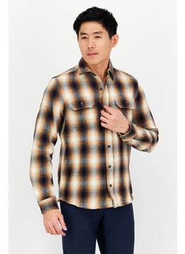 اشتري Men Regular Fit Plaid Brawny Flannel Shirt, Brown Combo في الامارات