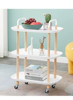 اشتري 3 Tier Wood Storage Shelf with Handles, Wheel في الامارات