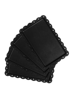 اشتري 4 Pcs Plastic Serving Trays Food Tray, Black Rectangle Serving Platter, for Party, Cafeteria, Kitchen, Restaurant, for Wedding Birthday Baby Shower Tea Party في السعودية