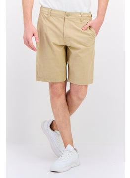 اشتري Men Regular Fit Plain Chino Shorts, Tan في الامارات