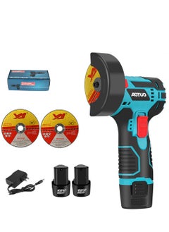 اشتري Angle Grinder , 3 inch Angle Grinder , 12V Polishing Machine , Mini Handheld Grinder , Household use Electrical Tools , Comes with Two Slices , Blue في السعودية