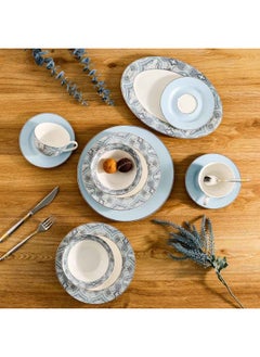 اشتري Beatrice 32-Piece New Bone China Dinner Set Serves 6 - Blue في الامارات