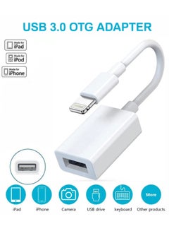 Buy Plug & Play Lightning to USB 3.0 Camera Adapter OTG Connector Compatible with iPhone/iPad Supports Connecting Card Reader/Keyboard/Mouse/USB Flash Drive in UAE