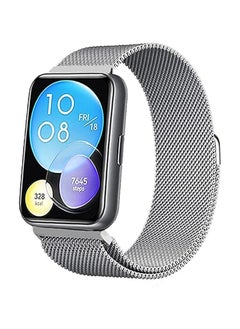 Buy Strap Compatible with Huawei Watch Band Fit 2 Stainless Steel Magnetic Bracelet / (Silver) in Egypt