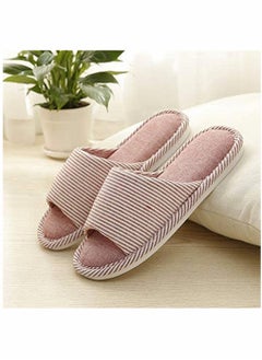 Buy Cotton Flax Casual Soft Light Slippers for Indoor Pink in UAE