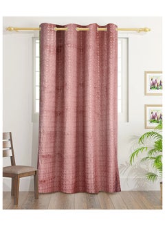 Buy Alice Velvet Emboss Print Curtains With Groomets - Polyester-Single Window Curtain- Sound, Sunlight And Heat Insulation- 240X140Cm - Pink in UAE