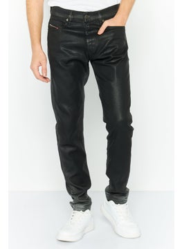 Buy Men Slim Fit Stretchable Washed Denim Jeans, Black in UAE