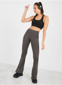 Buy Extreme Broad Waistband Side Slit Flared Leggings in Saudi Arabia