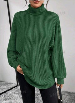 Buy SHEIN Essnce Turtleneck Batwing Sleeve Tee GREEN in Egypt